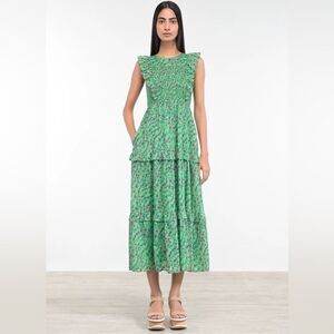 Banjanan Iris Tiered Ruffled Dress, Organic Cotton, NWT, Size L